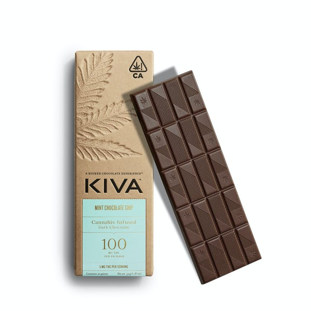 Kiva - Mint Chocolate Chip Dark Chocolate Bar 100mg