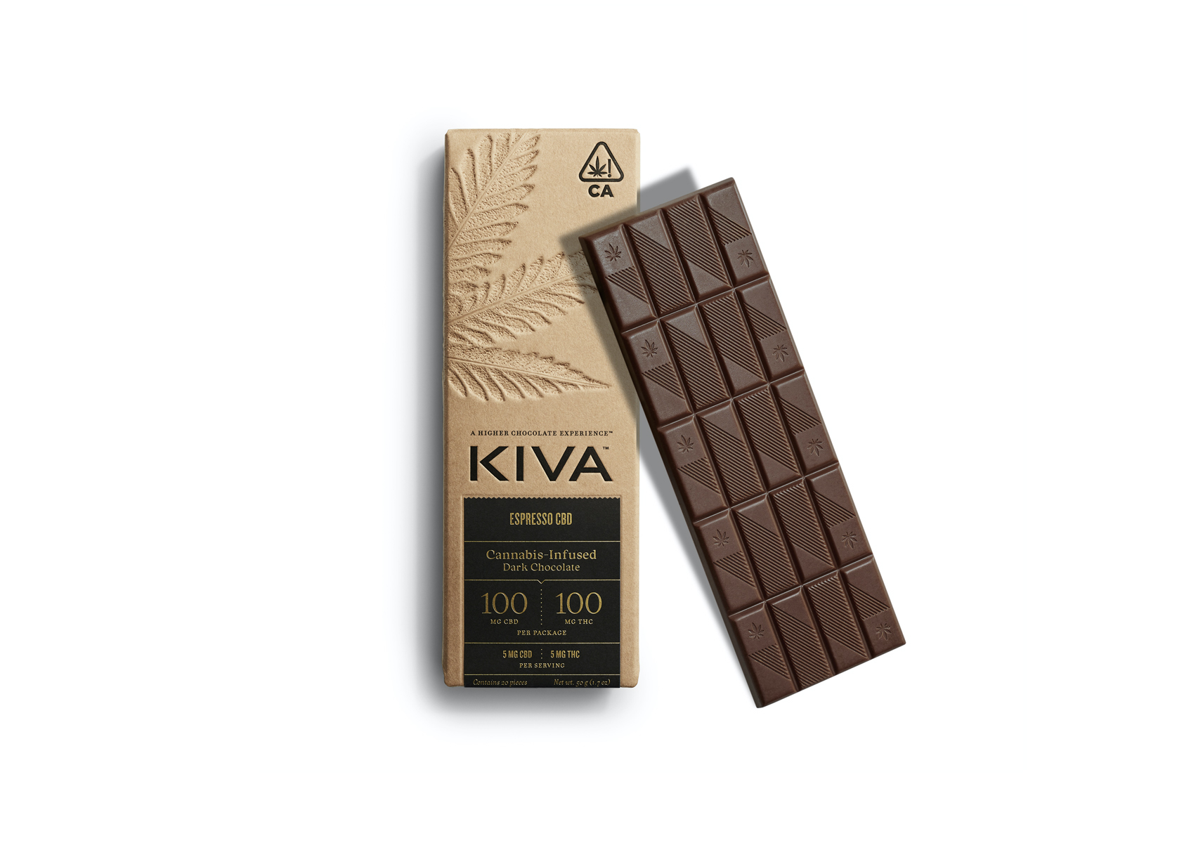 KIVA - Kiva - Espresso Bar Dark Chocolate Bar 1:1 100mg