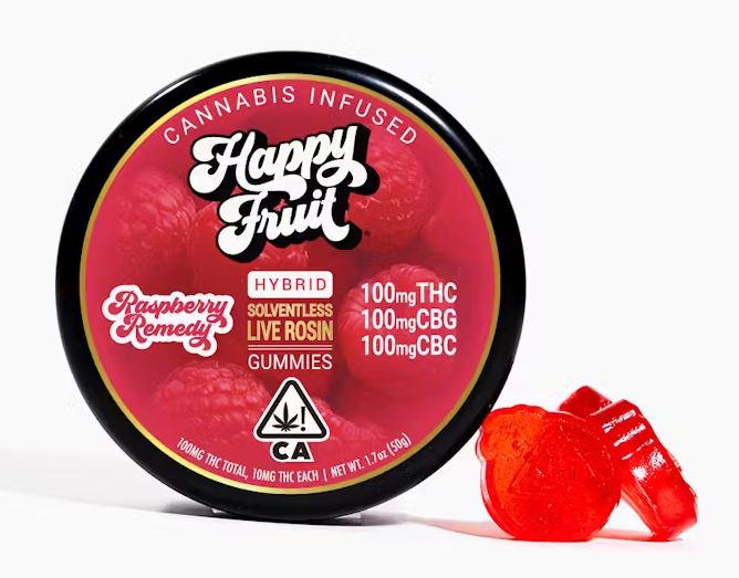 Raspberry Remedy Rosin Gummies : 100 MG THC + 100 MG CBC + 100 MG CBG